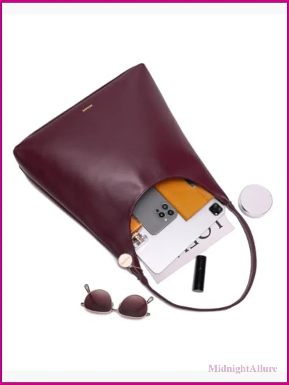 Medium Vegan Leather Hobo Bag Slouchy Shoulder Tote Work Purse with Zipper